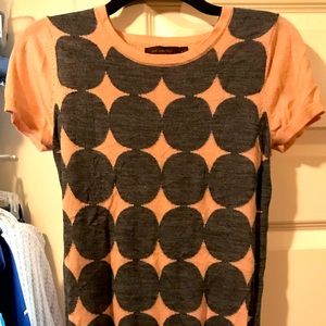 Thr Limited pink w/ gray dots short sleeve sweater